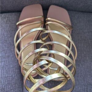 Elegant Gold Strappy Women's Sandals